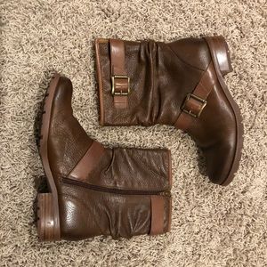 Sofft Brown Leather Slouch Boots - Size 8.5